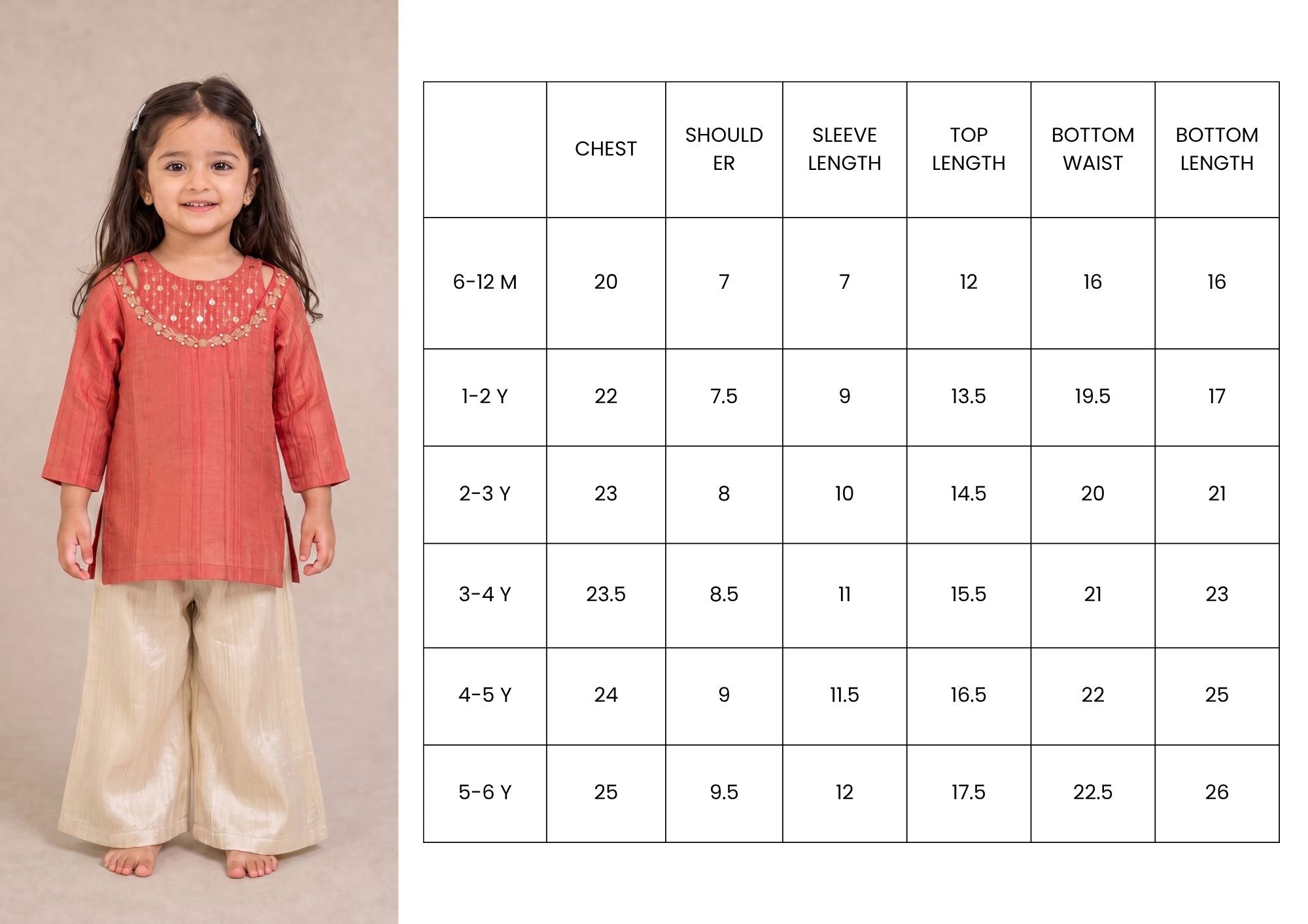 Coral Kurta with Ivory Palazzo