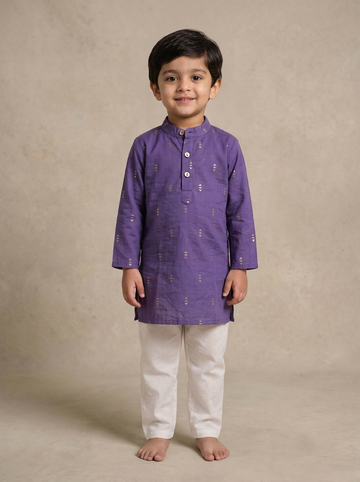 Lilac Mukesh Kurta with Pants
