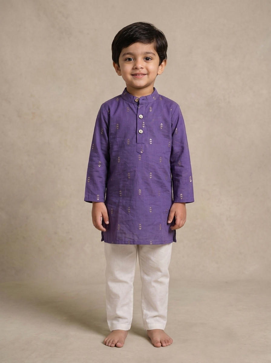 Lilac Mukesh Kurta with Pants