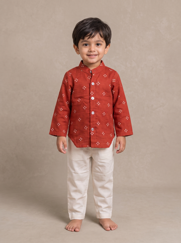 Orange Bandhani Kurta with Pants