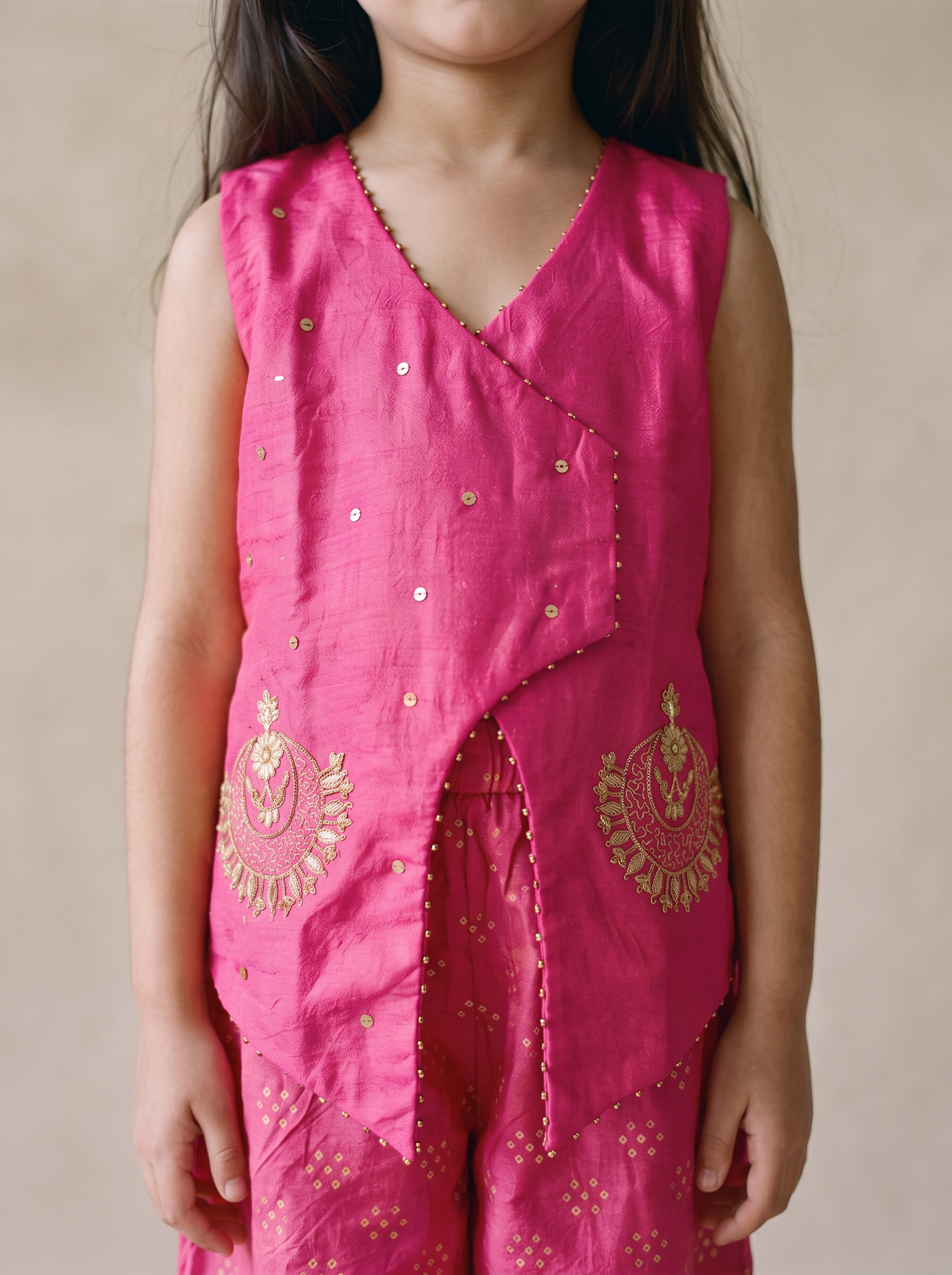 Pink Vest with Palazzo Set