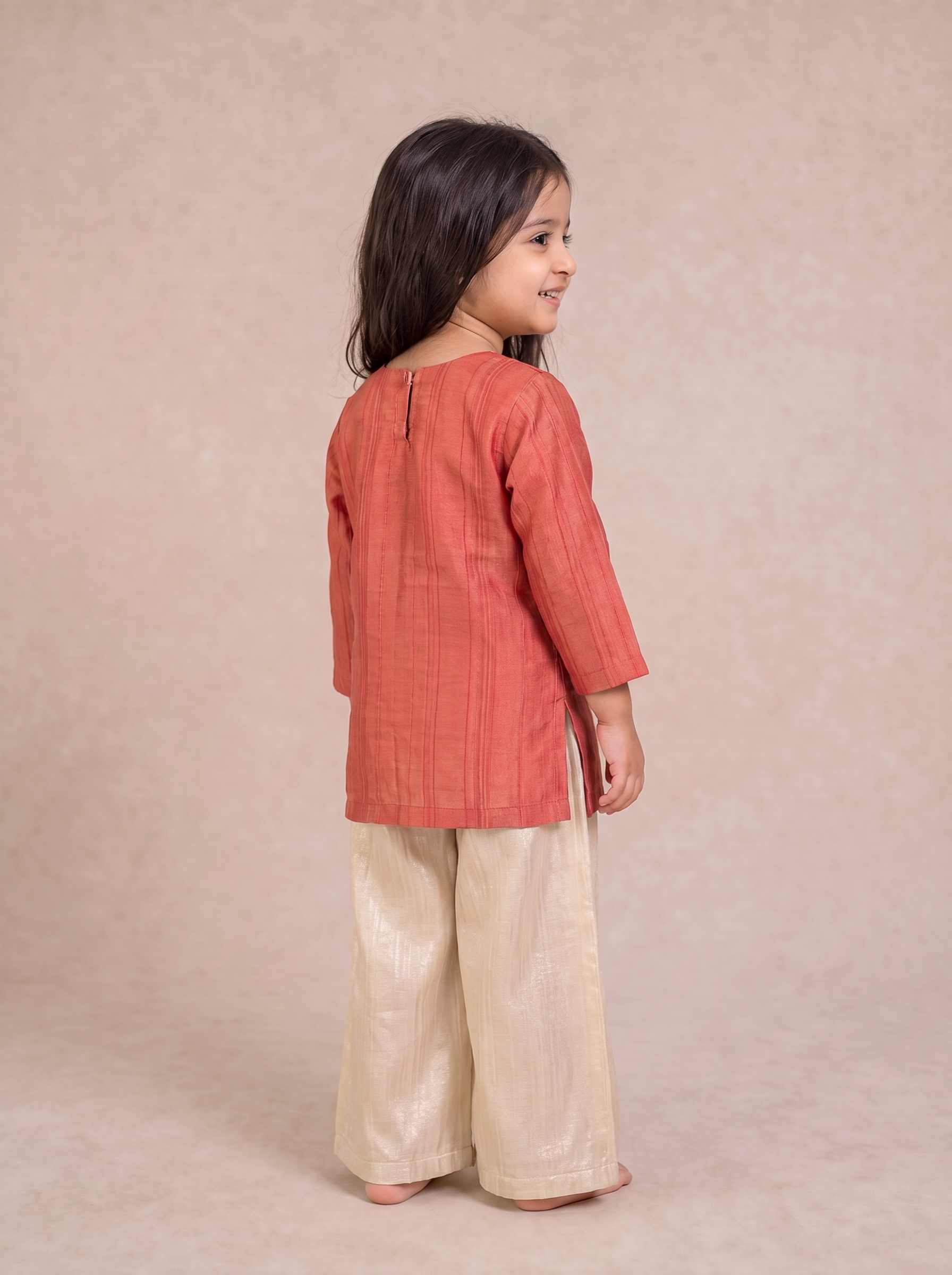 Coral Kurta with Ivory Palazzo