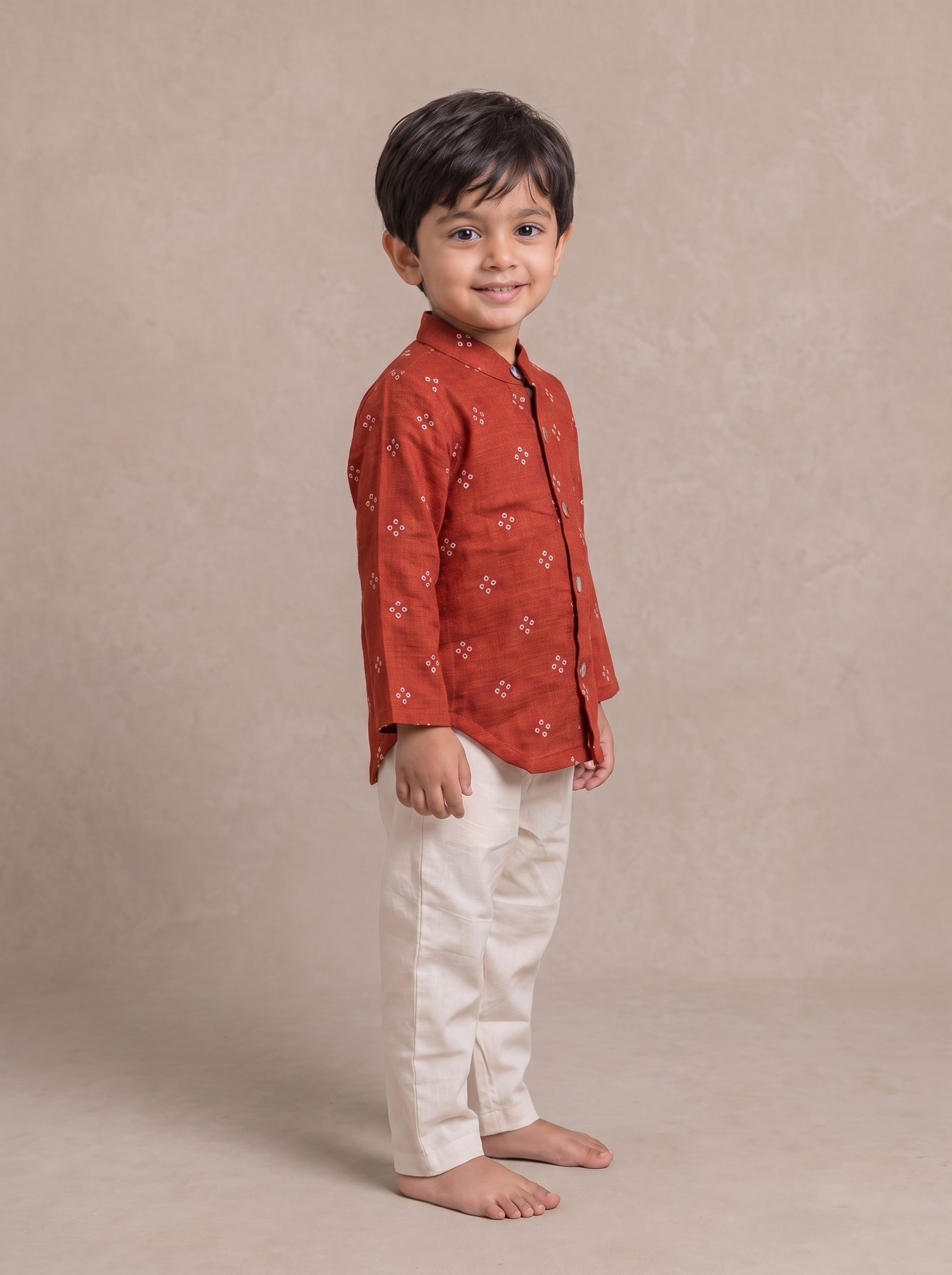 Orange Bandhani Kurta with Pants