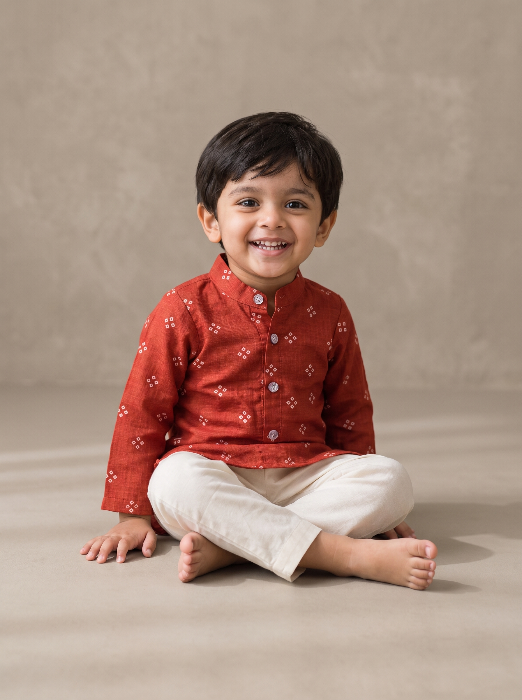 Orange Bandhani Kurta with Pants