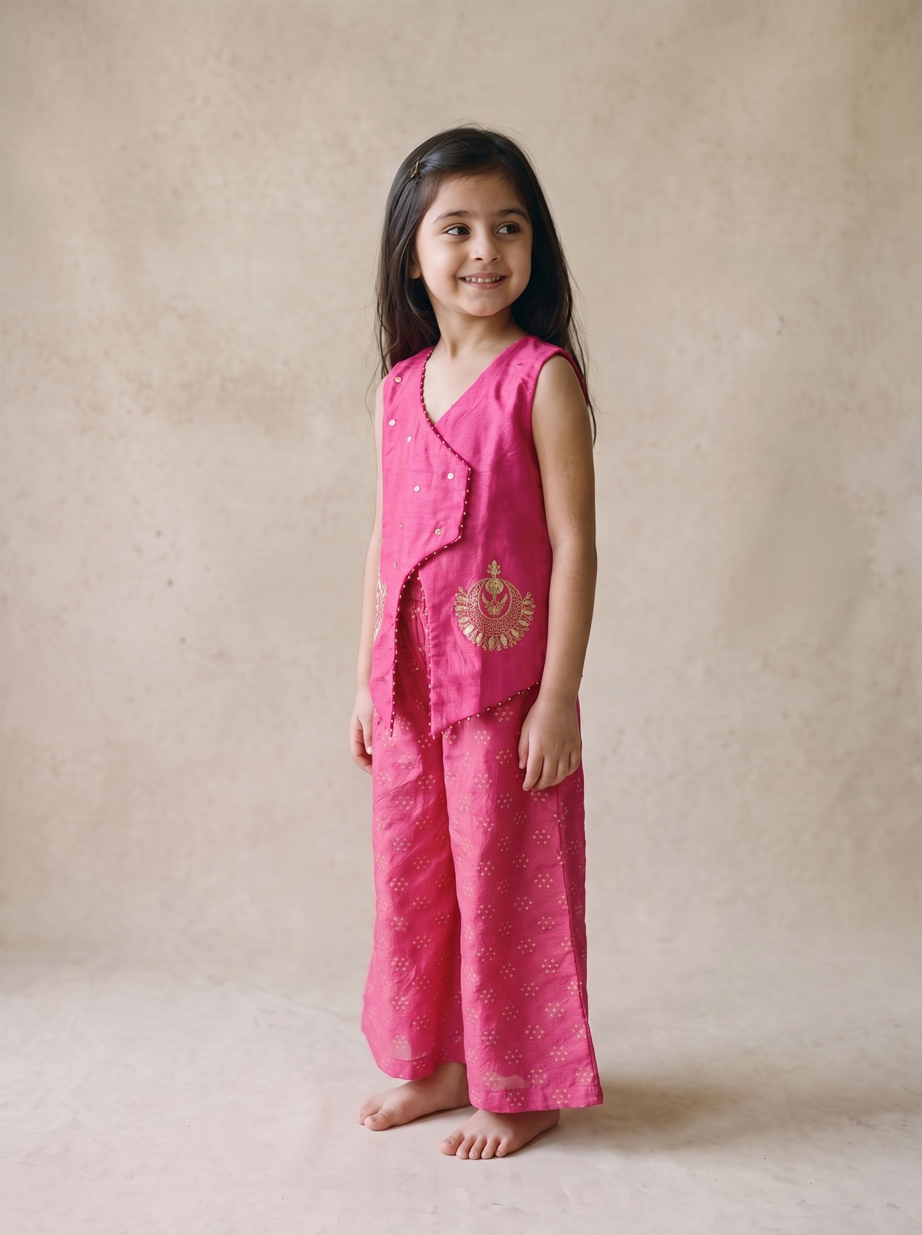 Pink Vest with Palazzo Set