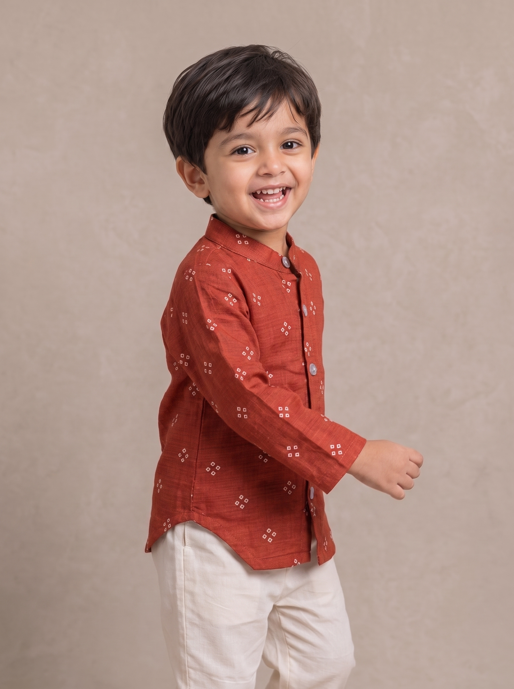 Orange Bandhani Kurta with Pants