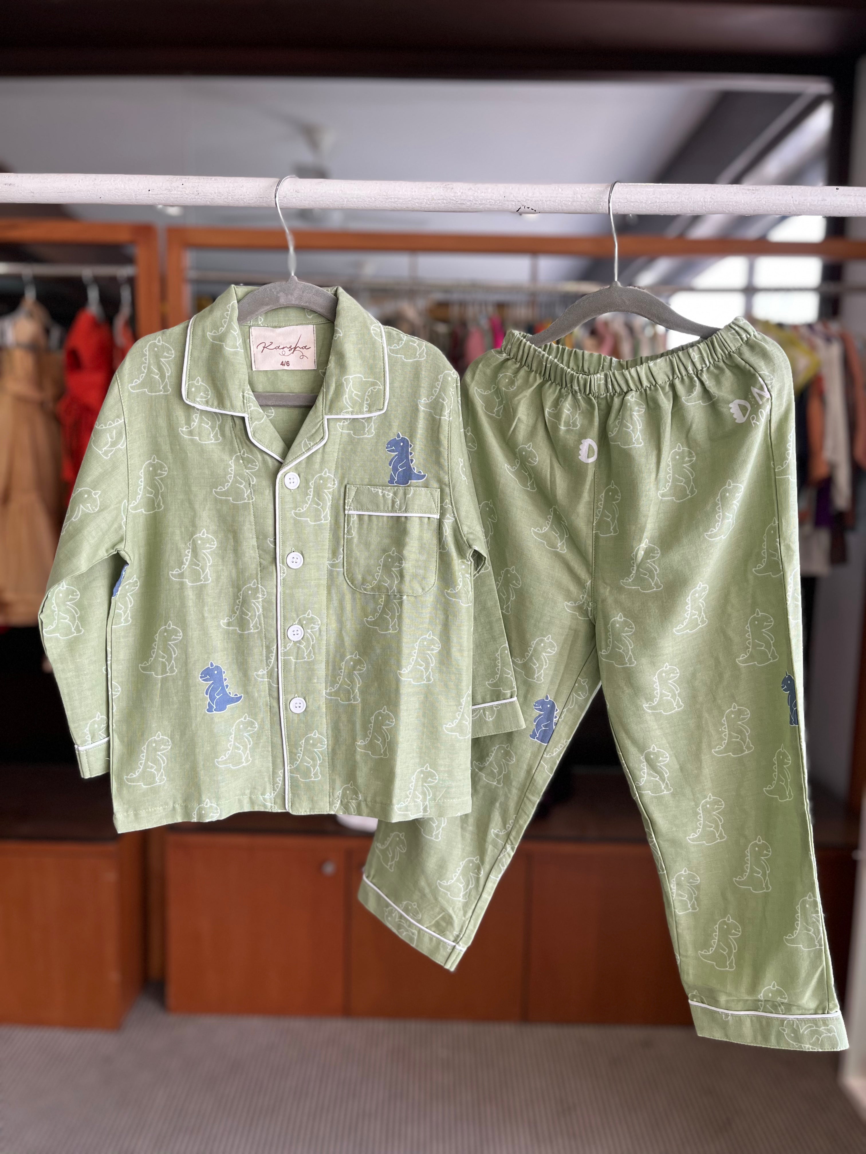 Minty Dino Night Suit