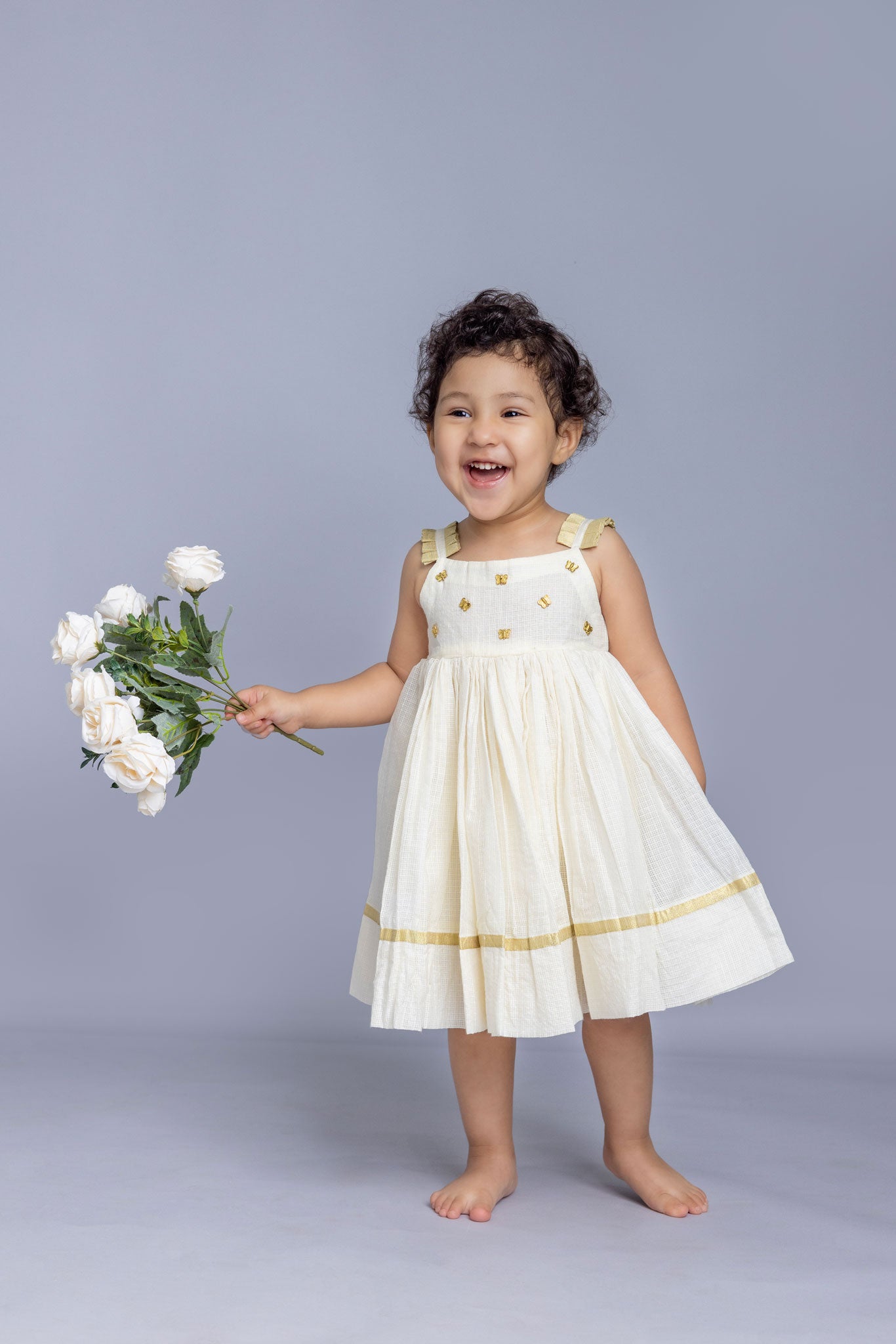 Ivory Pleated Dress