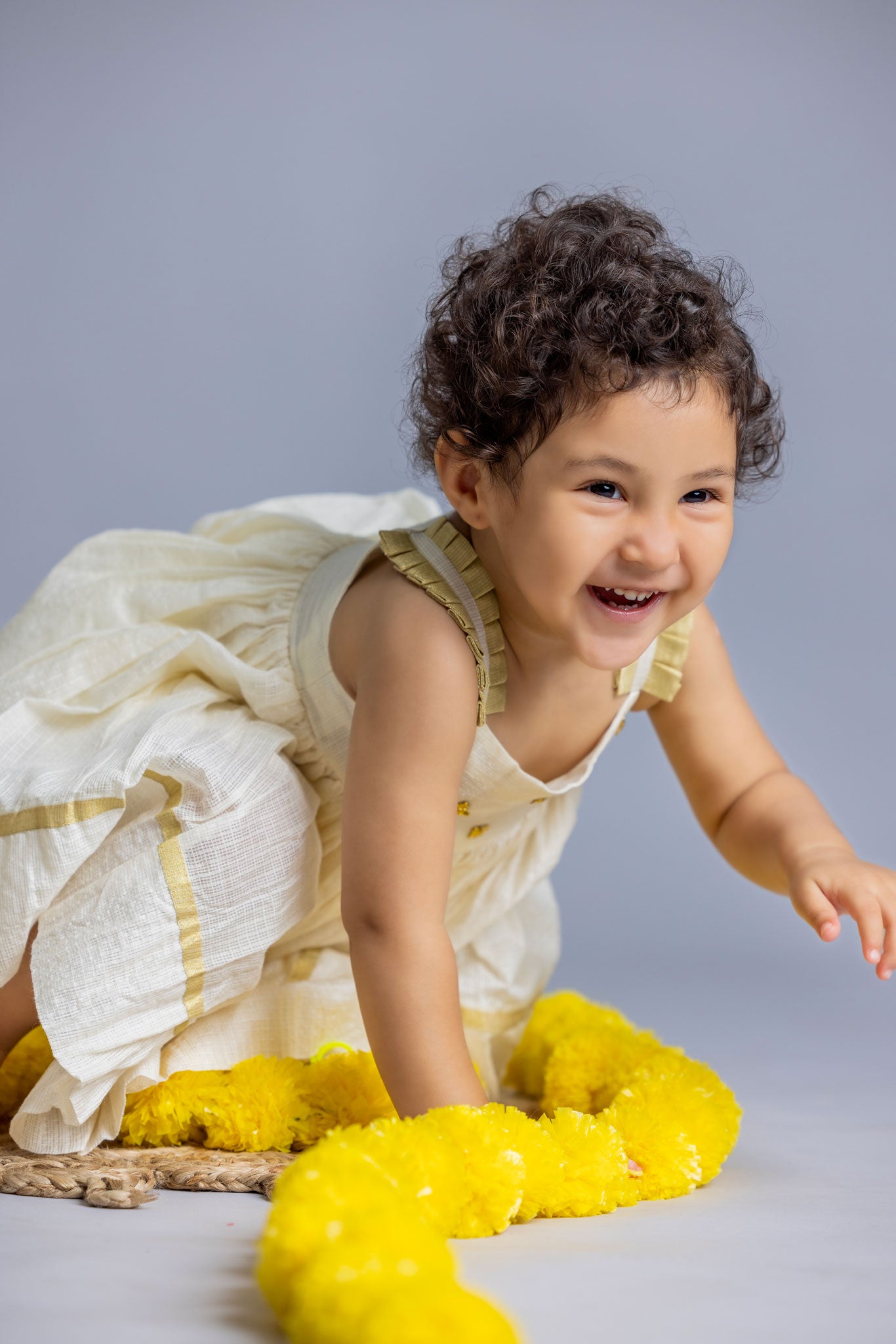 Ivory Pleated Dress