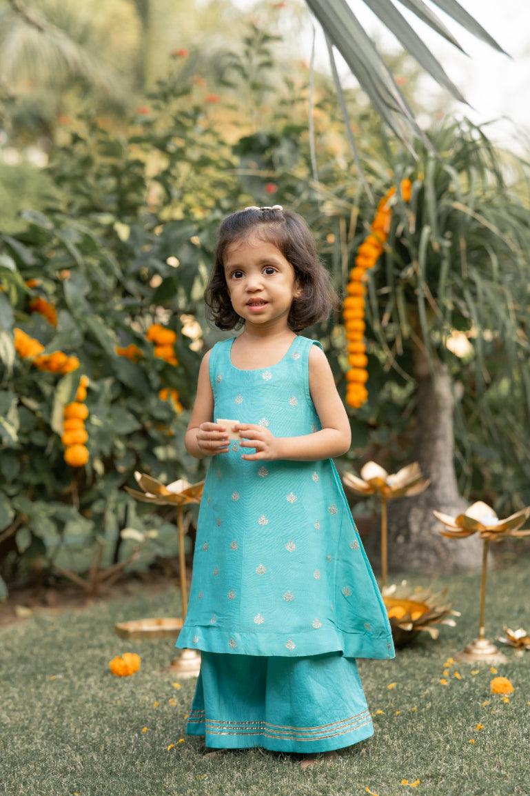 Turquoise Blue Top And Pants - thekansha