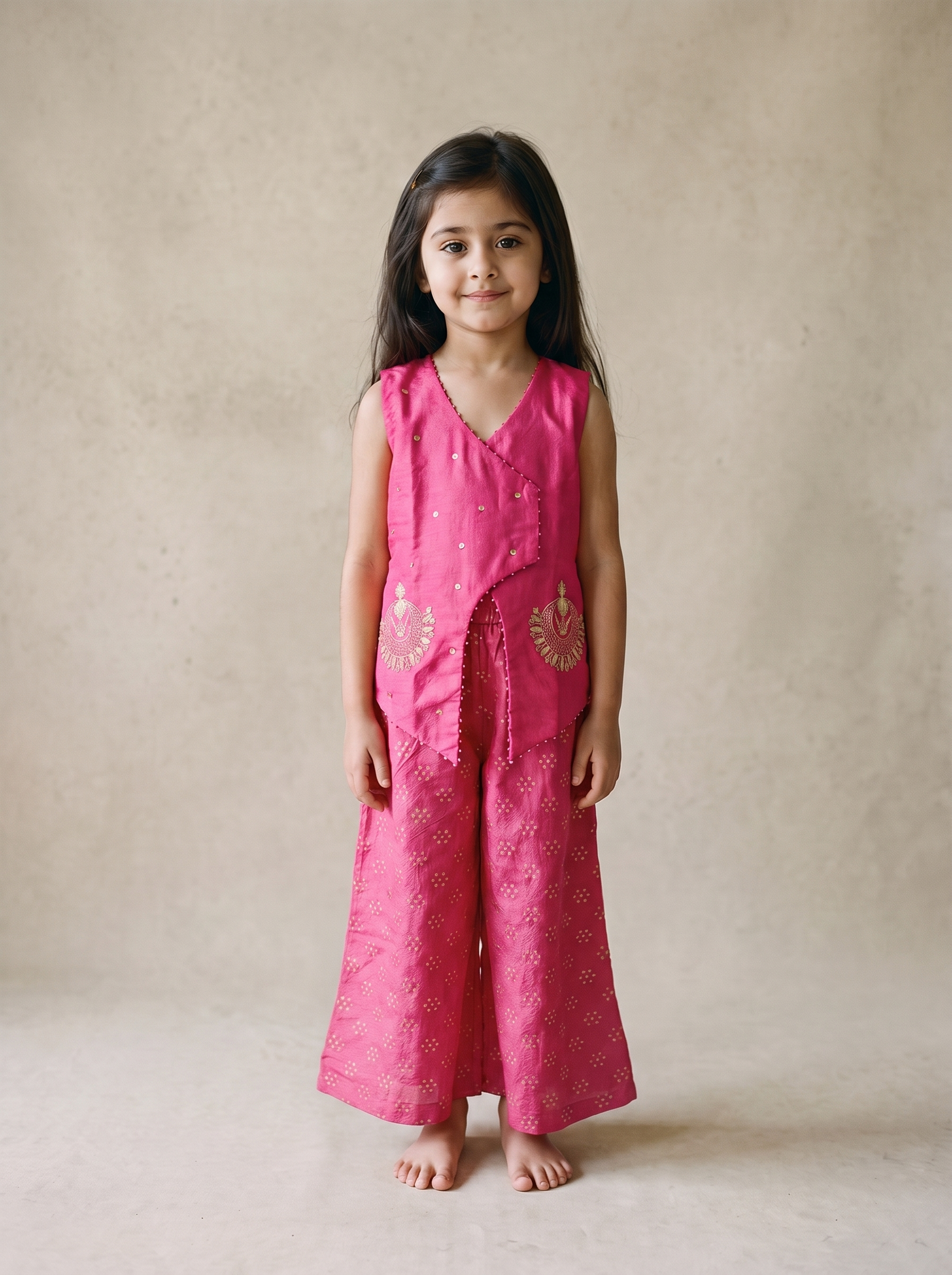 Pink Vest with Palazzo Set