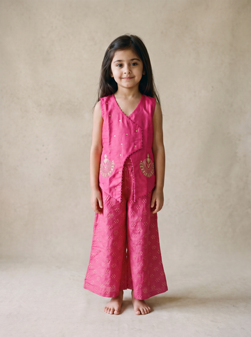 Pink Vest with Palazzo Set